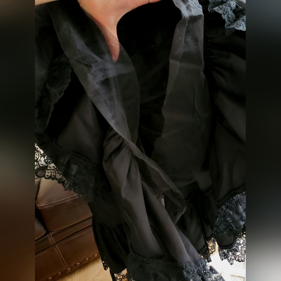 Vintage Gunne Sax By Jessica McClintock Black Midi Lace Skirt Size 11 Wednesday - Picture 6 of 11